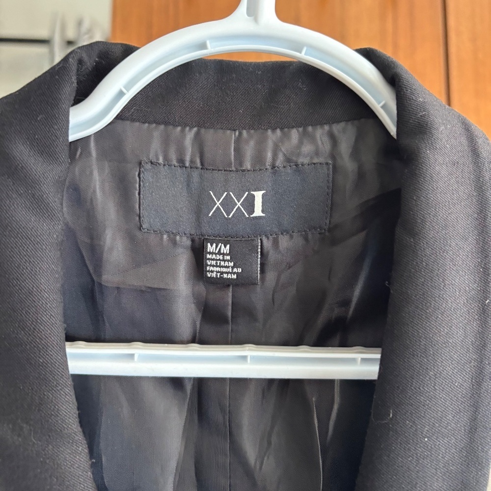 XXI Black Waistcoat Vest with Contrast White Piping Y2K Office Core Size M - Picture 5 of 6